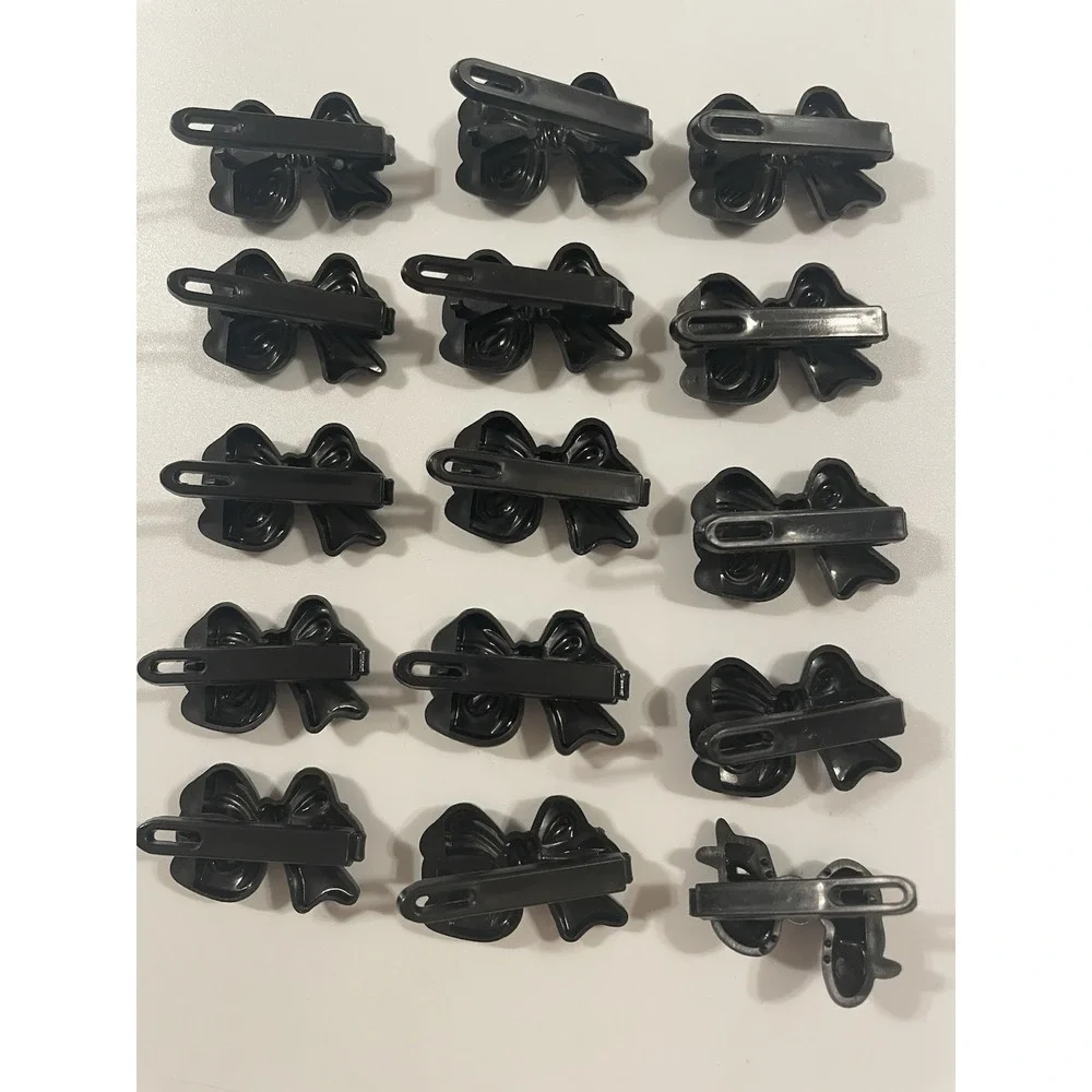 Vintage Lot Of 15‎ Girl's Hair Clip Barrettes Bows Black Plastic 80's 90's Y2K